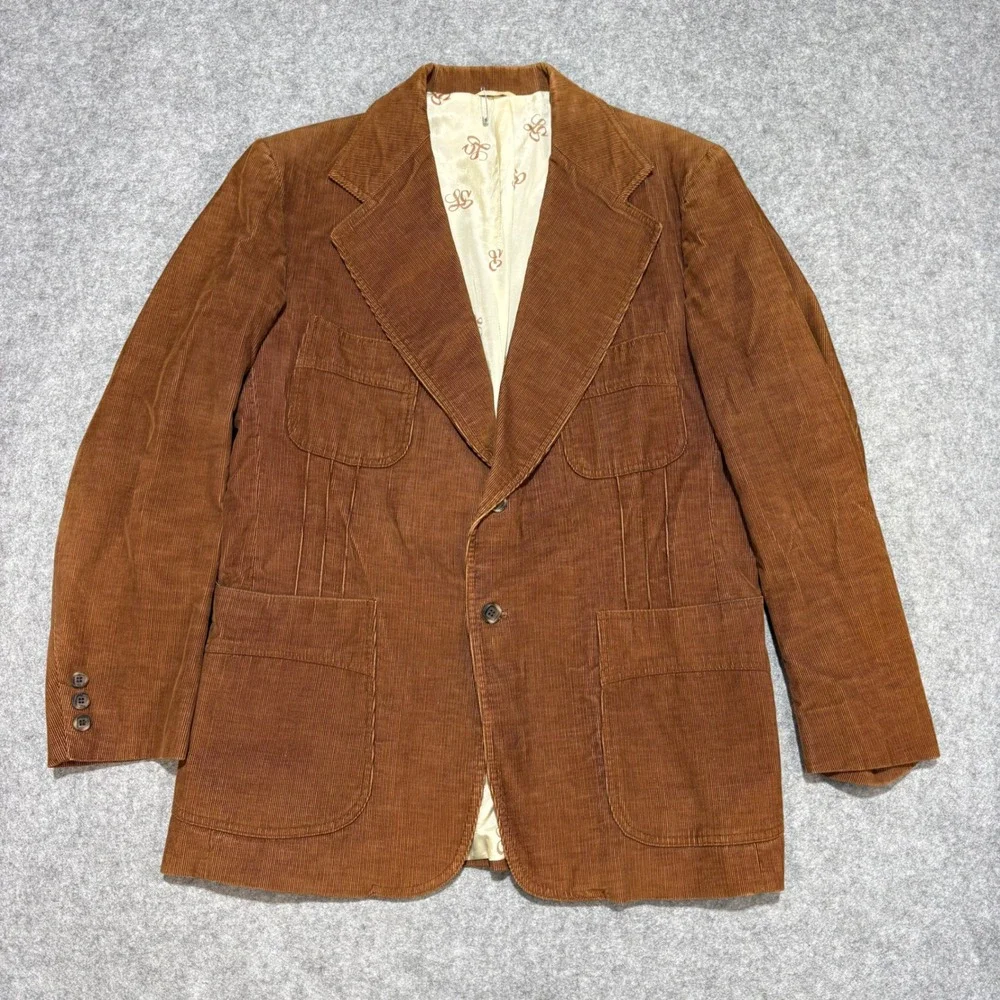 Vintage Levis Panatela Mens Brown Corduroy Blazer Western Sport Coat 70s 42 43